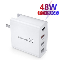 48W QC 3.0 PD 4 Port Fast Charger US Plug