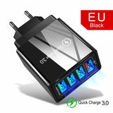 QC3.0 4 USB Fast Charger Adapter Type EU Black