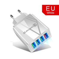 QC3.0 4 USB Fast Charger Adapter Type EU White