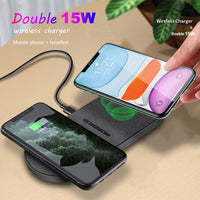 2 in 1 30W Wireless Charger Pad Charges with Phones